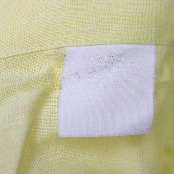 Canali Dress Shirt Mens Medium Yellow 100% Linen Long Sleeve Button Down - Picture 10 of 14